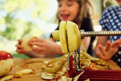 Rear view of girl holding ice cream