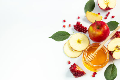 Close-up of fruits on white background