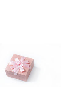 High angle view of paper box on white background