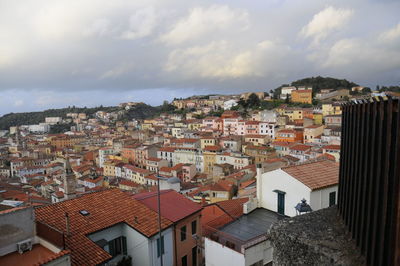 High angle view of townscape against sky