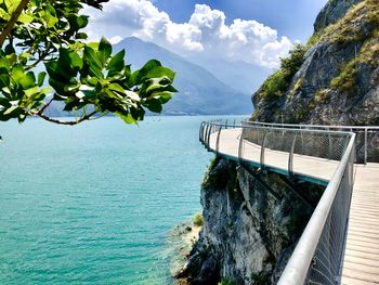 High angle view of dam against sky