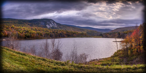 Scenic view of lake against sky