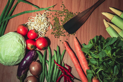 High angle view of vegetables