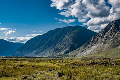 Scenic view of mountains against sky