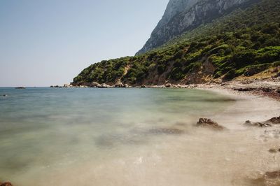 Scenic view of sea against clear sky