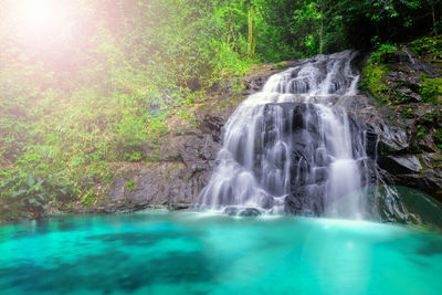 Scenic view of waterfall