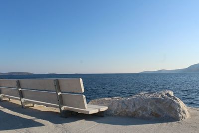 Scenic view of sea against clear sky