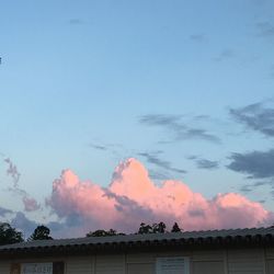 Low angle view of house against sky during sunset