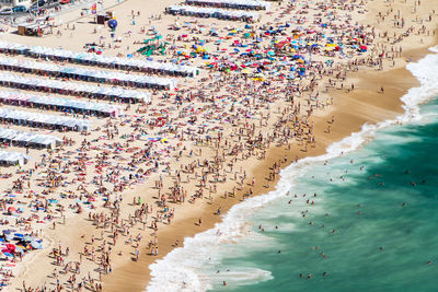 High angle view of people on beach