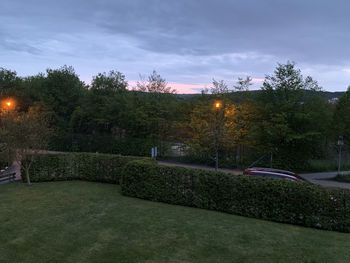 View of park against sky during sunset