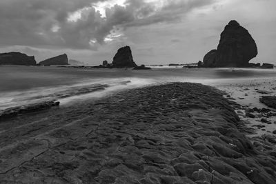 Scenic view of beach against sky