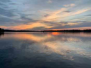 Scenic view of sea against sky at sunset
