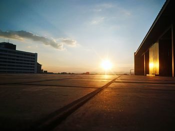 View of city at sunset