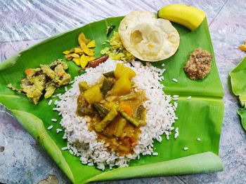 High angle view of food on plate