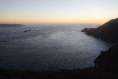 Scenic view of sea against clear sky