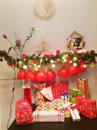 Christmas decoration hanging on tree at home