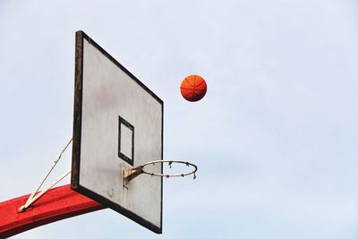 Low angle view of basketball hoop against sky