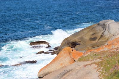 Scenic view of sea and rock