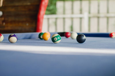 Pool balls on table