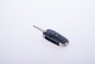 High angle view of telephone booth against white background