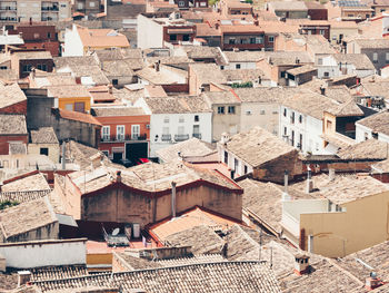 High angle view of buildings in city