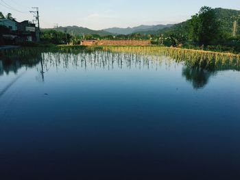 Scenic view of lake against sky