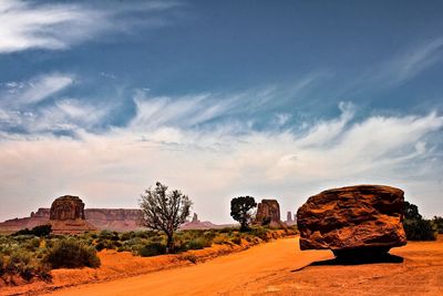 View of rock formations in desert