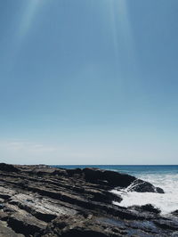 Scenic view of sea against clear sky