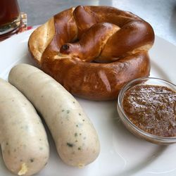 High angle view of breakfast on table