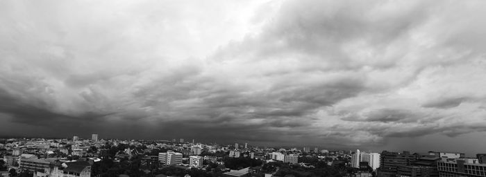 High angle view of city against sky