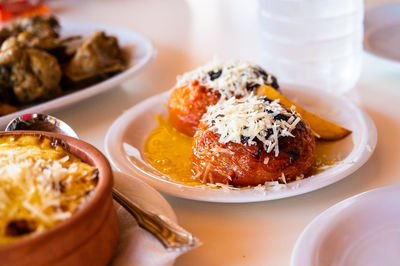 Close-up of food on table