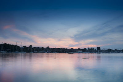 View of city at sunset