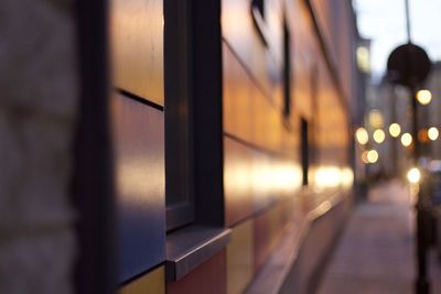 Defocused image of illuminated building at night