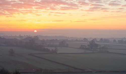 Scenic view of landscape against sky during sunset