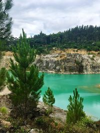 Scenic view of lake against sky