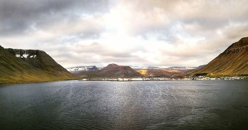 Scenic view of lake against sky