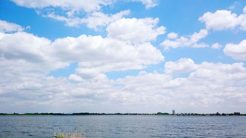 Scenic view of sea against cloudy sky