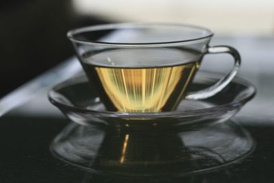 Close-up of tea in cup on table