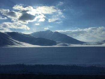 Scenic view of lake against sky