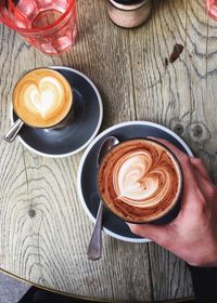 High angle view of coffee on table