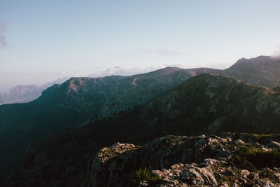Scenic view of mountains against sky