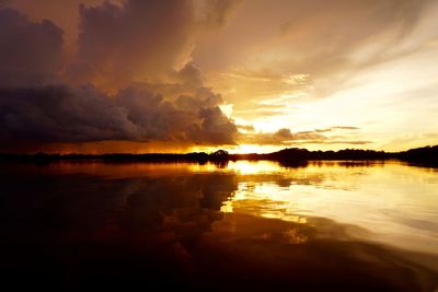 Scenic view of sea at sunset