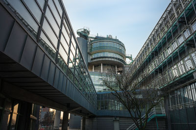 Low angle view of modern buildings in city