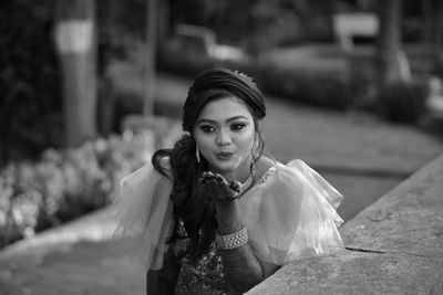 Black and white photography of bride