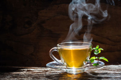 Close-up of tea served on table