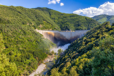 High angle view of waterfall