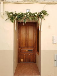 Closed door of building