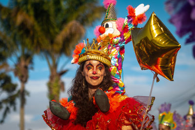 A girl disguised for carnival in french guiana