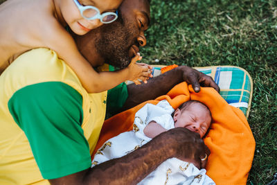 Father with newborn baby