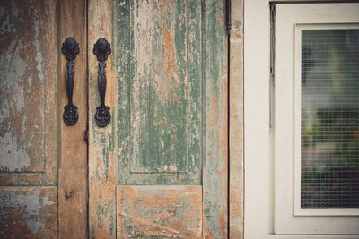Closed door of old building